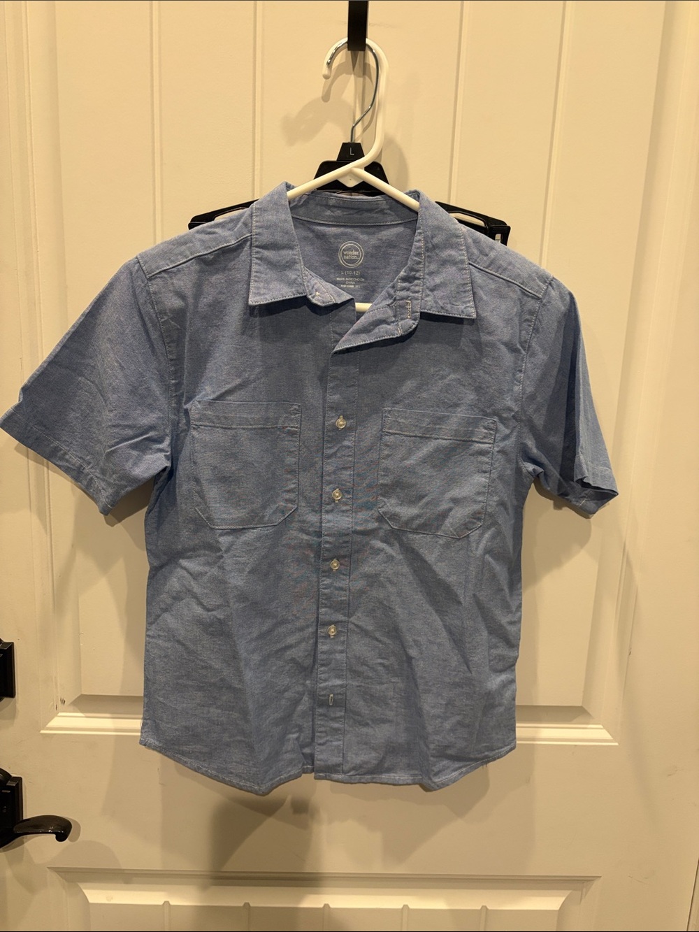 Boy's Short-Sleeve Button-Up Shirt in Light Blue